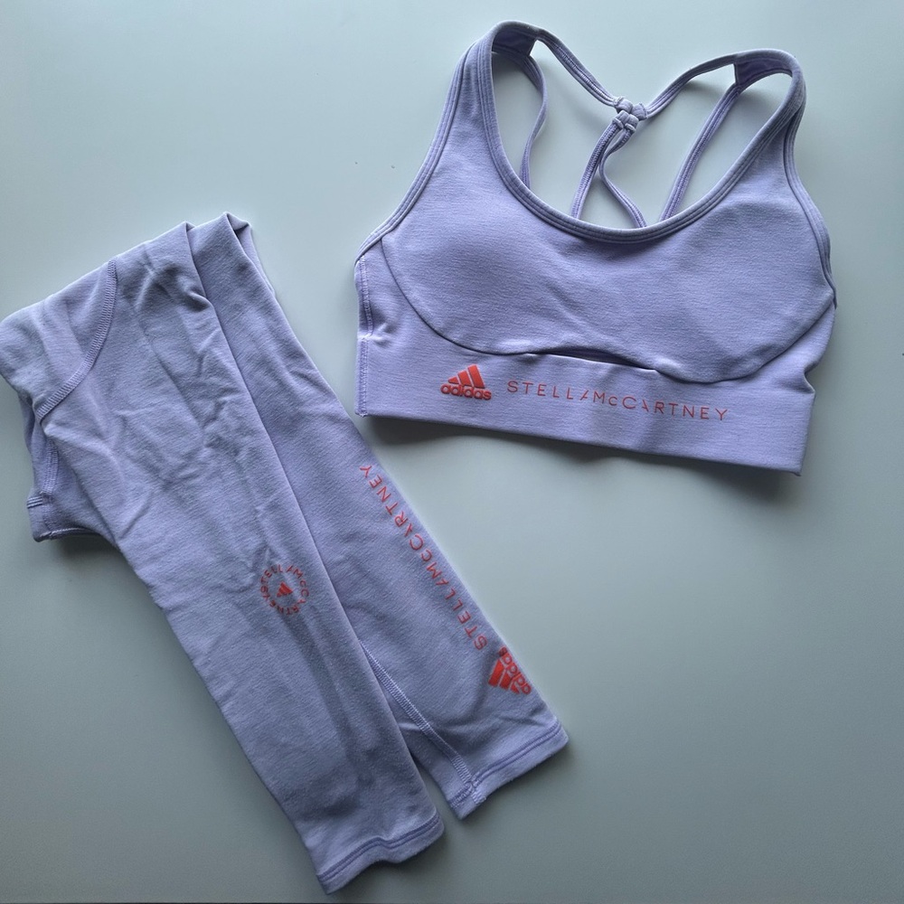 Adidas Stella McCartney Lavender Sports Bra and Leggings